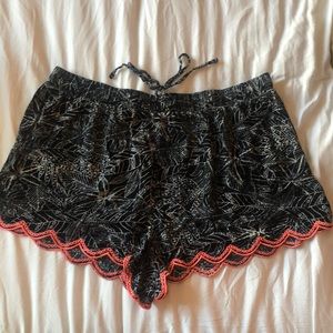 Tropical Shorts with Scalloped Edging